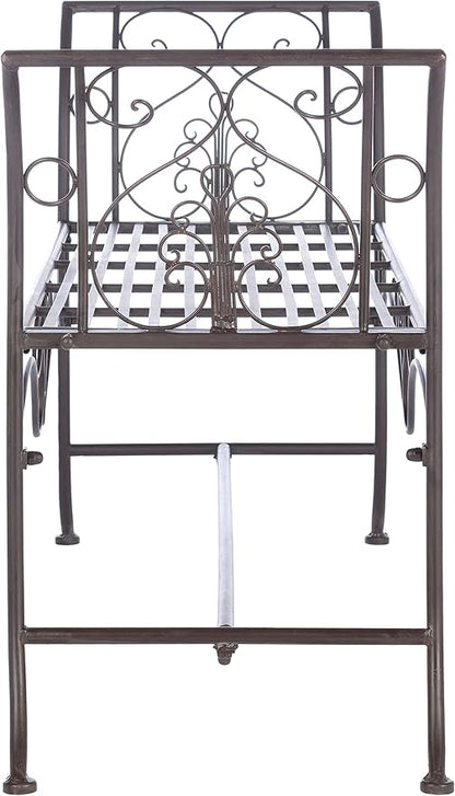 Safavieh PAT5016B Outdoor Collection Adina Rustic Brown Wrought Iron 51-inch Garden Bench