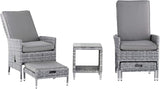 Elle Decor Vallauris Patio Outdoor Furniture Collection Premium All Weather Wicker, 5 Piece Reclining Set, Gray - Photo 4