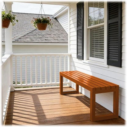 Outdoor Garden Bench, 2-Person Metal Patio Benches Weatherproof Outside Backless Bench 3.3ft 3.9ft 4.9ft 5.9ft Front Porch Seat Outdoor for Park, Yard, Lawn and Backyard Outside Chair(Orange,4.9ft)