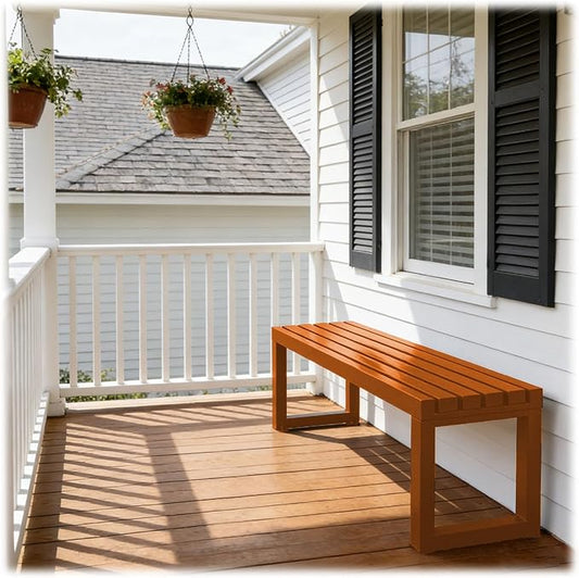 Outdoor Garden Bench, 2-Person Metal Patio Benches Weatherproof Outside Backless Bench 3.3ft 3.9ft 4.9ft 5.9ft Front Porch Seat Outdoor for Park, Yard, Lawn and Backyard Outside Chair(Orange,3.93ft)