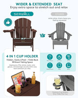 SERWALL Folding Adirondack Chair Set of 2, HIPS Adirondack Chairs with 4 in 1 Cup Holder - Photo 6