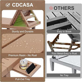 CDCASA Outdoor Chaise Lounge Set of 4, Pool Lounge Chairs w/5 Adjustable Positions & Side Tray - Photo 3