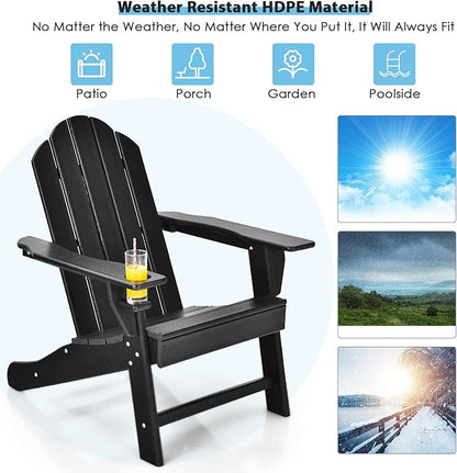 Giantex Set of 2 Adirondack Chair Outdoor Fire Pit Chairs, HDPE Weather Resistant Patio Chair for Campfire,Deck, Garden, Yard, Lawn Furniture Porch and Lawn Seating Composite Chairs