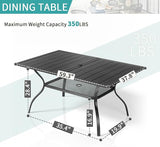 VINGLI 59" Rectangle Patio Table for 6, Metal Outdoor Dining Table with Umbrella Hole - Photo 3
