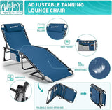 #WEJOY Folding Lounge Chair Outdoor, 5-Position Adjustable Sunbathing Tanning Chair with Shoulder Strap & Side Pocket - Photo 4