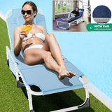 LILYPELLE Folding Chaise Lounge Chair with Mattress, 5 Position Beach Chair with Face Hole - Photo 4