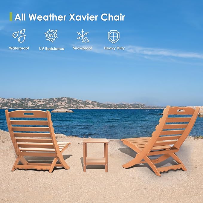 GREENVINES Folding-Xavier-Chairs Set of 4 | Wave | Portable Adirondack-Chair | HDPE Plastic | All Weather Fire-Pit Chair - Photo 5