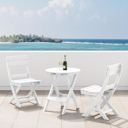Costaelm Outdoor Patio Modern Folding Dining Chair, HDPE Armless Poly Lumber Plastic Outdoor Chairs Restaurant Bistro Dining Table Chair for Outside Porch Backyard Garden, White