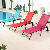 Simple Delxue Folding Chaise Lounge Chair with 5 Reclining Positions, Beach Recliner Chair with Armrests - Photo 1