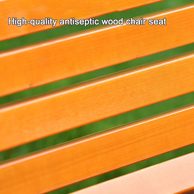 Outdoor Garden Bench, Metal Benches with Back, Loveseat Chair, Traditional Wooden Patio Bench Seat for Outside, Lawn Bench Park(Orange+White,150cm)