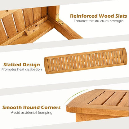 RELAX4LIFE 2-Person Patio Outdoor Bench - Acacia Wood 47’’ Long Backless Garden Bench w/Slatted Seat, Wooden Farmhouse Indoor Outside Dining Loveseat for Entryway Yard Porch Park, 800 LBS Max Load (2)