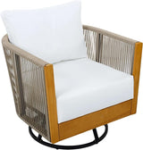 Christopher Knight Home Gunar Outdoor Metal & Acacia Wood Frame Swivel Accent Chair with Cushion - Photo 8