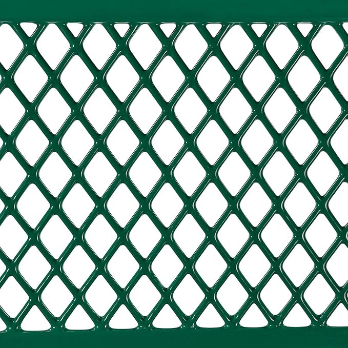 Global Industrial 8'L Heavy Duty Expanded Metal Mesh Flat Bench with Steel Frame, Portable Outdoor Bench, 1000 lbs Capacity, Green, 96" L x 14-1/2"W x 18" H