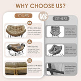 NICESOUL 2-Piece Outdoor Patio Papasan Rocking Chair, Cozy Oversized Wicker Gliding Lounge Chairs for Balcony - Photo 9
