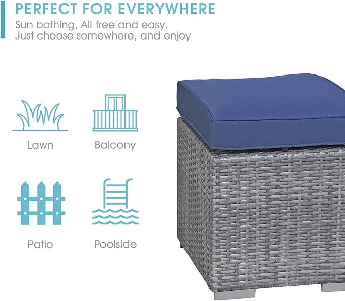 Patiorama 2 Pieces Assembled Outdoor Patio Ottoman - Photo 7