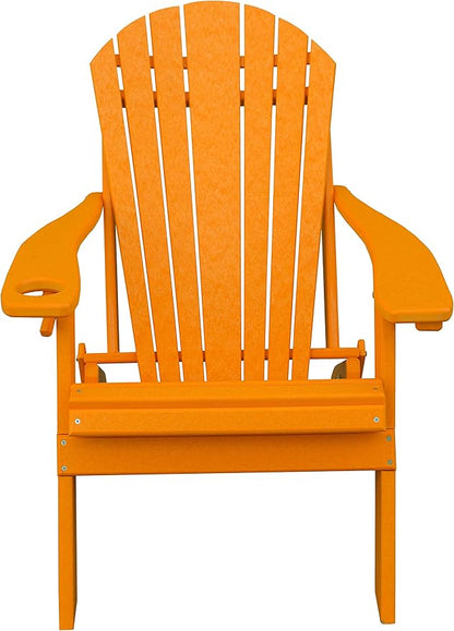 Furniture Barn USA Poly Folding Adirondack Chair with Smart Phone Holder, Tangerine