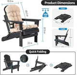 nalone Folding Adirondack Chairs Set of 2 with Cushions and Cup Holder - Photo 3