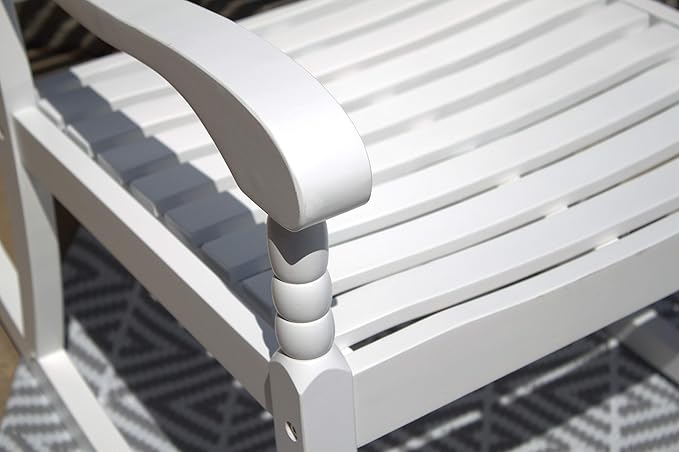 Pebble Lane Living All Weather Indoor/Outdoor Exclusive Elegant Hardwood Porch Rocking Rocker Chair : 34.25" L x 24.5" W x 42.25" H, White