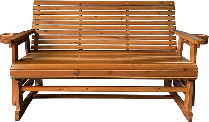 Fortune Candy Patio Glider with Cup Holders, High Roll Back and Deep Contoured Seat, 3-Seater, Heavy Duty 800 Lb - Photo 6