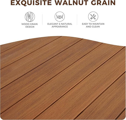 Grand patio Expandable Patio Dining Table, Extra Large 94.5" L x 37" W Outdoor Dining Table for 6-10 Person Wood Grain Rectangular Patio Table with E-Coating for Garden Porch Deck, Black
