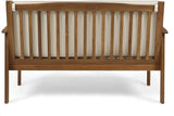 Christopher Knight Home Grace Outdoor Acacia Wood Loveseat, Brown Patina Finish and Cream - Photo 4