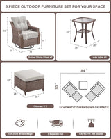 Belord 5 Piece Wicker Patio Furniture Set with Ottoman - High Back Outdoor Swivel Rocker Glider Chairs with Glass Top - Photo 2