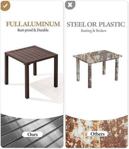 Crestlive Products Aluminum Outdoor Side Table, Pool Lounge Chair Side Table, Weather Resistant Small Square Coffee End Table for Patio, Yard, Garden, Porch, Deck, Indoor, Outdoor