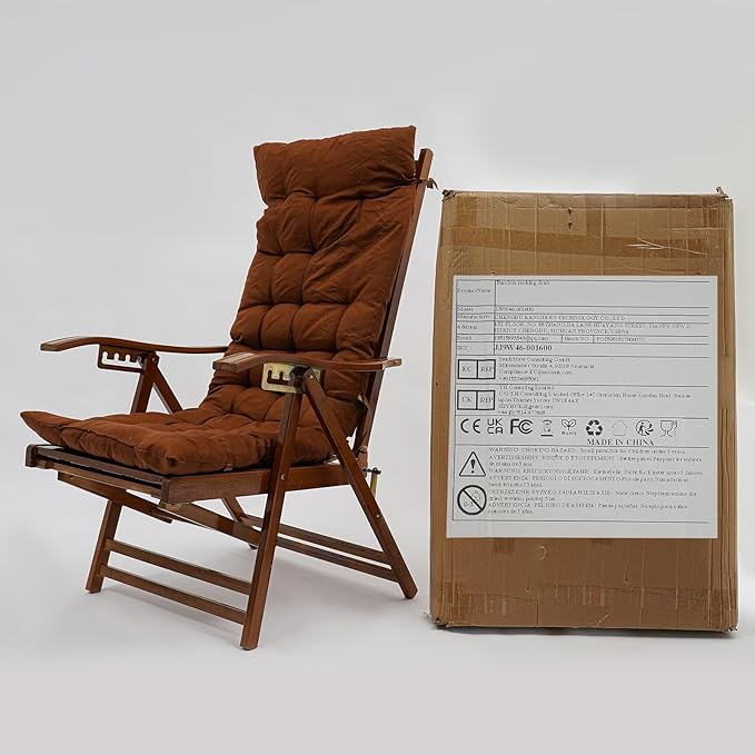 Bamboo Lounge Chair Folding Reclining Chair with Adjustable Backrest Folding Lounge Chairs with Cushion Max. Load - Photo 8