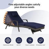 KEIKI Wicker Outdoor Chaise Lounge Chairs Set of 2 for Patio & Pool Side with 5-Level Adjustable Backrest and Cushions - Photo 4