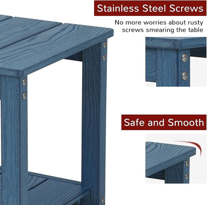 Stoog Outdoor Side Table, All-Weather Adirondack Side Table, Never Fade or Rot, for Backyard, Garden, Pool, Lawn, Porch, Blue