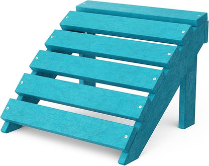 Wildridge Classic Footrest, Aruba Blue - Outdoor Weather Resistant HDPE Ottoman for Adirondack Chair