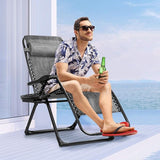 Goplus Oversized Zero Gravity Chair, XL-Extended Version, Outdoor Recliner w/Cup Holder & Detachable Headrest - Photo 2
