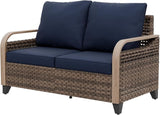EAGLE PEAK Wicker Outdoor Patio Sofa Modern Rattan Patio Furniture Loveseat for Backyard Deck Porch Balcony - Photo 8