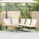 Outdoor Patio Sofa Brown PE Rattan Small Couch 90.9x68.1x30.7 in Metal Frame with Bench Cushion Modern L-Shaped Garden - Photo 1