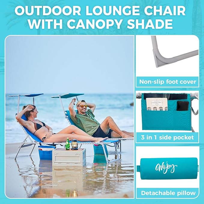 #WEJOY Folding Tanning Chair with Canopy Shade - Photo 5