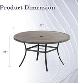 Outdoor Dining Table for 8, 53" Round Outdoor Table with Adjustable Umbrella Hole - Photo 2