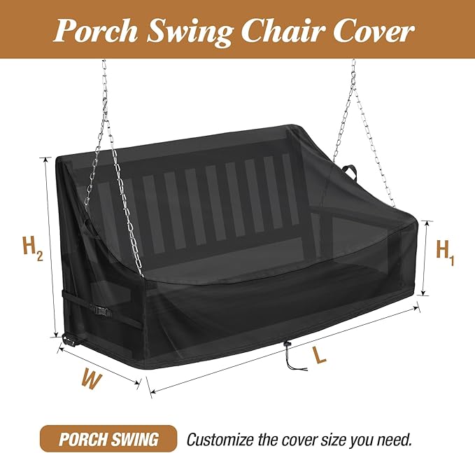 Kasla Porch Swing Seat Cover, Waterproof Swing Covers for Outdoor Patio Swings & Garden Hammock Glider & Hanging Swing - Photo 2