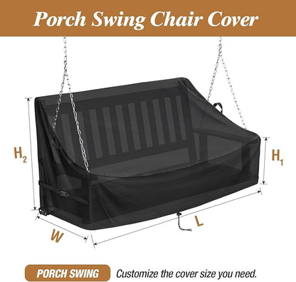 Kasla Porch Swing Seat Cover, Waterproof Swing Covers for Outdoor Patio Swings & Garden Hammock Glider & Hanging Swing Bench (Custom Cover)