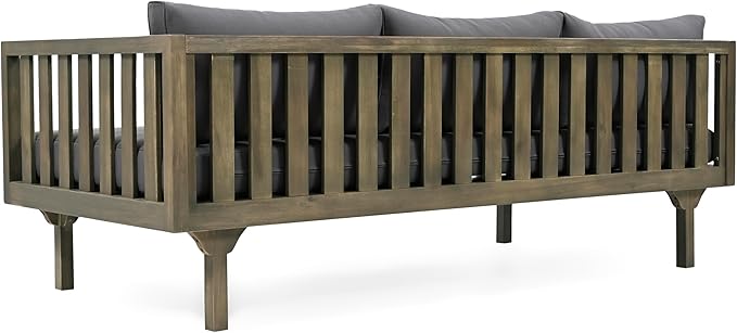 Christopher Knight Home Claremont Outdoor 3 Seater Acacia Wood Daybed with Fabric Water Resistant and Removable Cushions - Photo 8