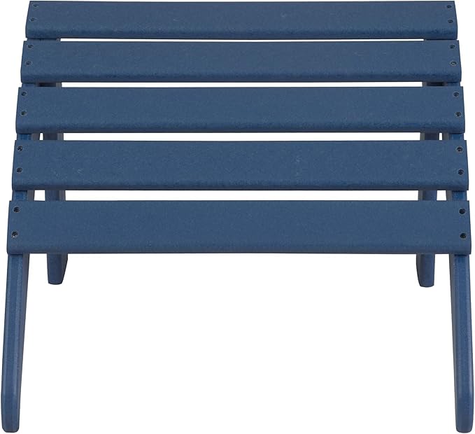 WO Home Furniture Adirondack Chair Outdoor Ottoman Set of 2 PCS Classic Patio Furniture (Navy Blue)