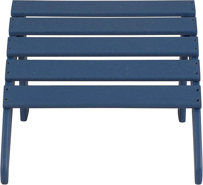 WO Home Furniture Adirondack Chair Outdoor Ottoman Set of 2 PCS Classic Patio Furniture (Navy Blue)