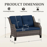 Outdoor Patio Loveseat, All-Weather 2-Seater Wicker Loveseat with Cushions, Outdoor Patio Love Seat Sofa for Garden - Photo 2