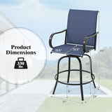 Tangkula Outdoor Swivel Bar Stools Set of 4, Bar Height Tall Patio Chairs with Armrests & High Back - Photo 3