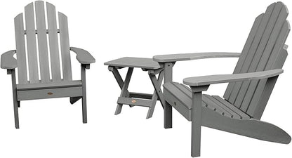 highwood Classic Westport Adirondack Chairs with Side Table, Coastal Teak