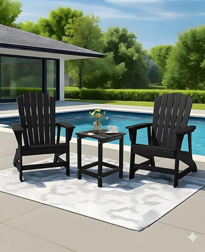 Outvita Adirondack Side Table, 14 Inch Square Outdoor End Table, HDPE Weather Resistant Coffee Table for Patio Balcony Deck Garden, Black