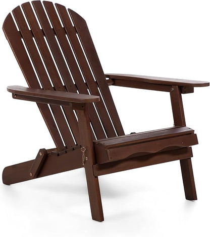 Elk 34 in. W All Weather Outdoor Patio Eucalyptus Wood Adirondack Chair Solid Wood for Outdoor Fire Pit, Deck, Beach, Garden, Campfire Chairs, Weather Resistant Easy Installation, Dark Brown