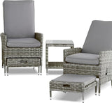 Elle Decor Vallauris Patio Outdoor Furniture Collection Premium All Weather Wicker, 5 Piece Reclining Set, Gray - Photo 1