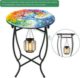 Outdoor Side Table for Small Spaces, 14 Inch Round Metal End Table for Patio Balcony Yard Porch Garden Livingroom - Photo 8