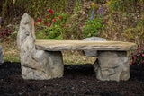 Athena Garden Basalt Stone Boulder Bench with Back, Cast Stone Rustic Lounge Bench, Outdoor Garden Patio Bench - Photo 7