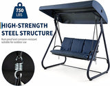 3-Seat Outdoor Convertible Swing Glider with Adjustable Canopy, 2-in-1 Bench to Flat Bed, Removable Cushions - Photo 4